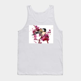 Chickadee Bird and Berries decor Tank Top